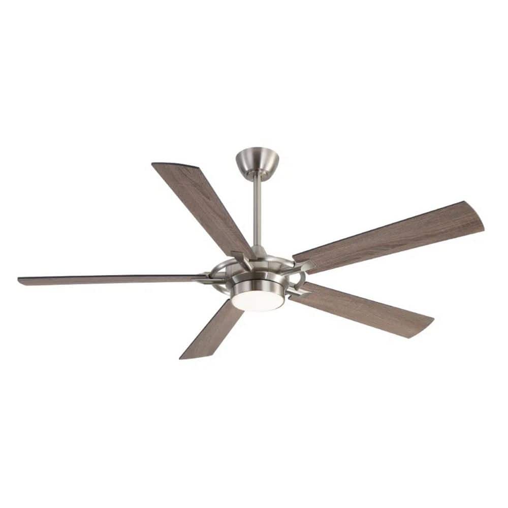 60 in. (5 ft ) indoor Integrated LED Ceiling Fan Brushed Nickel and Gray 5 Blades DC Motor Down-rod Mount Remote Control price history on PriceWatchPro