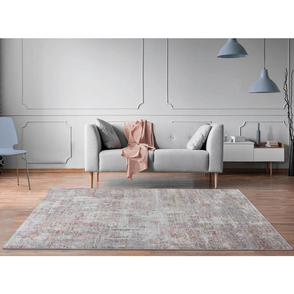 Elegance Rust Rectangle 5'3" x 7'2" Stain-Resistant Polyester Area Rug