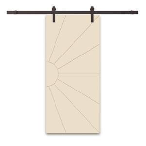 24 in. x 80 in. Beige Stained Composite MDF Paneled Interior Sliding Barn Door with Hardware Kit