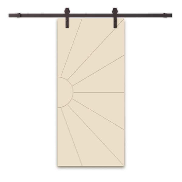 CALHOME 42 in. x 80 in. Beige Painted Composite MDF Sliding Barn Door with Hardware Kit