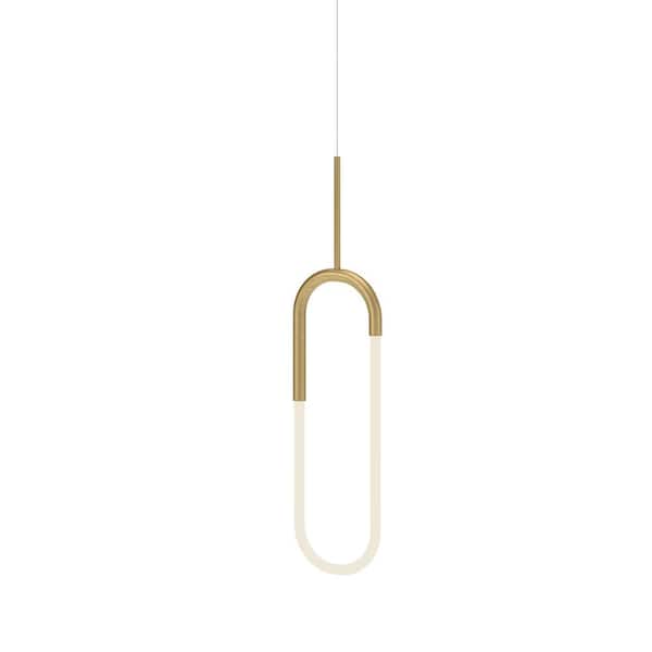 KUZCO Huron 8 in. 1-Light 12-Watt Brushed Gold Integrated LED Pendant Light