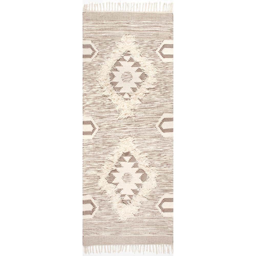 nuLOOM Savannah Moroccan Fringe Beige 2 ft. 6 in. x 6 ft. Runner Rug SPMO01B2606 The Home Depot