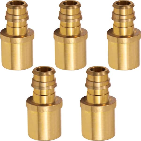 PLUMBFLEX 1/2 in. x 3/8 in. 90° PEX A x Male Sweat Expansion PEX Adapter, Lead Free Brass for Use in PEX A-Tubing, (5-Pack)