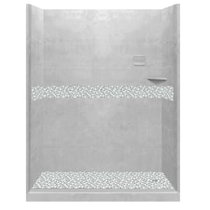 Del Mar 60 in. L x 36 in. W x 80 in. H Right Drain Alcove Shower Kit with Shower Wall and Shower Pan in Portland Cement