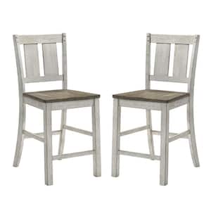 Rhysdee Cremini Brown and Antique White Wood Counter Height Dining Chair (Set of 2)