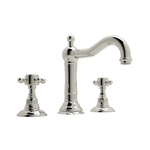 Acqui 8 in. Widespread Double-Handle Bathroom Faucet with Drain Kit Included in Polished Nickel