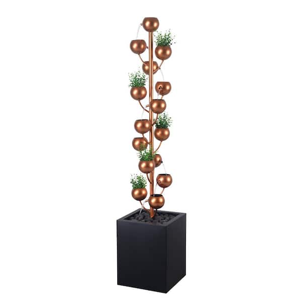 Outdoor Metal Golden Bowl Fountain with Planter