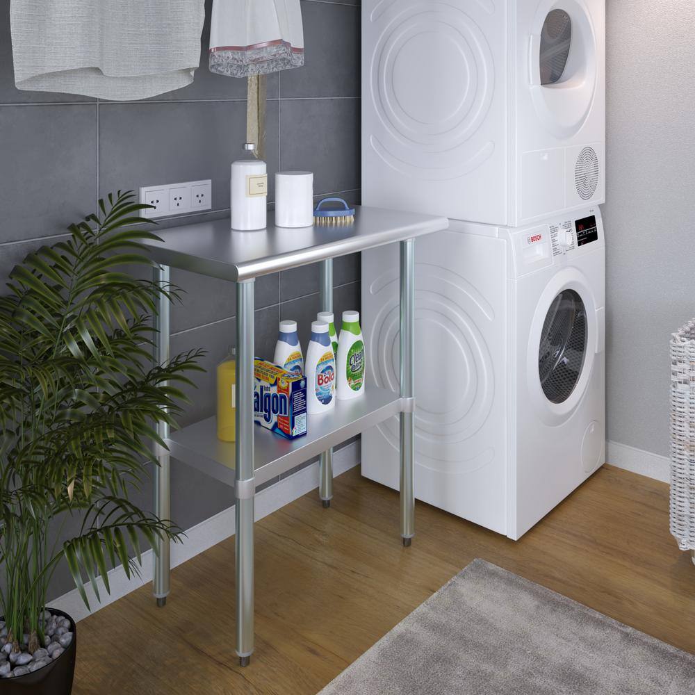30" Stainless Steel Work Table with Galvanized Undershelf