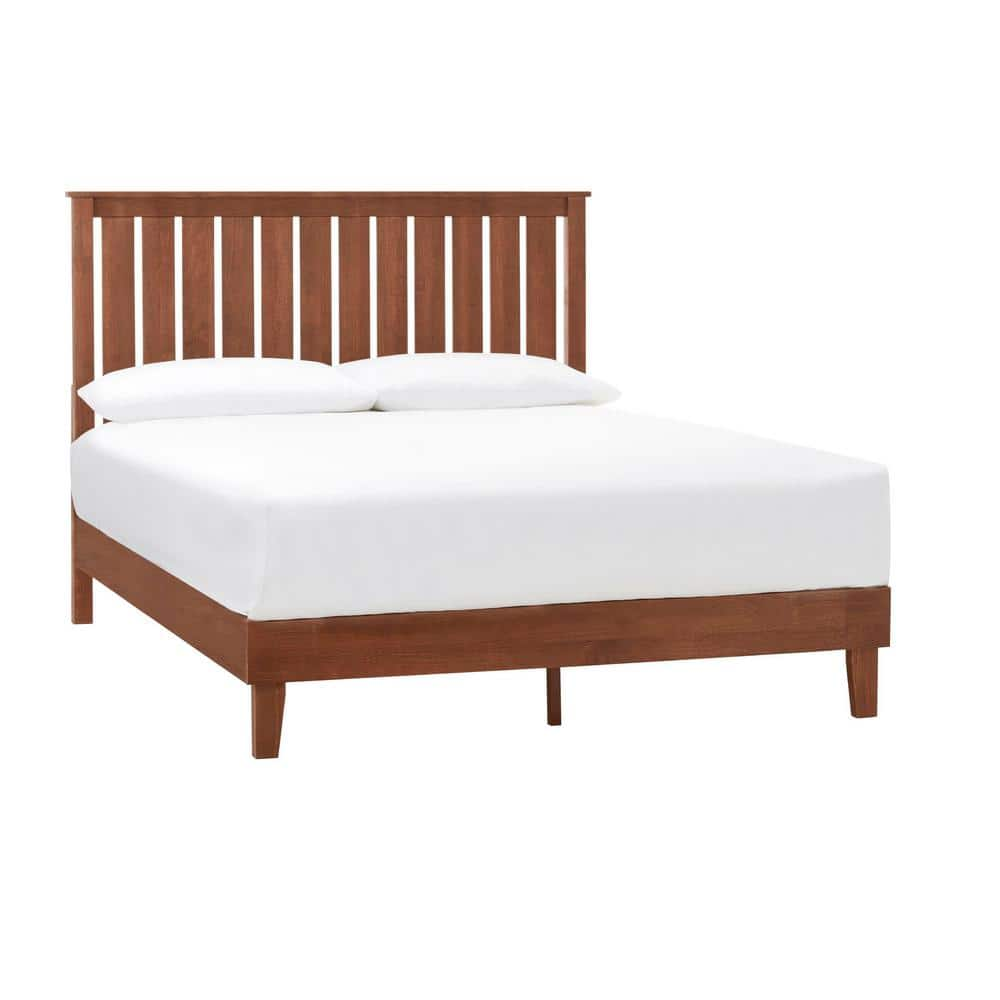 StyleWell Gatestone Queen Walnut Brown Wood Platform Bed with Vertical ...