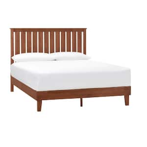 Gatestone Queen Walnut Brown Wood Bed with Vertical Slats (61 in. W x 48 in. H)