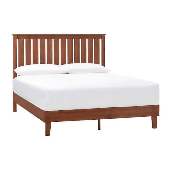 StyleWell Gatestone King Walnut Brown Wood Platform Bed with Vertical Slats (77 in. W x 48 in. H)