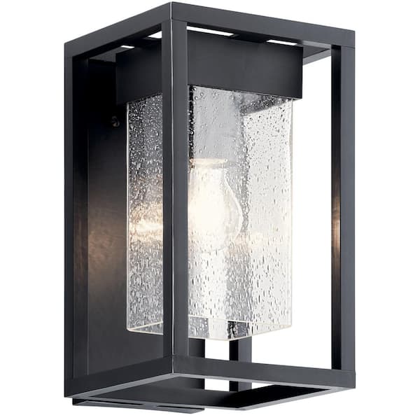 KICHLER Mercer 12 in. 1-Light Black Outdoor Hardwired Wall Lantern Sconce with No Bulbs Included (1-Pack)