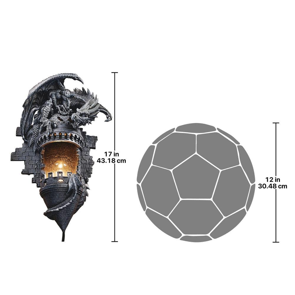 Gothic Dragon Castle Turret Wall Sconce in Grey Stone