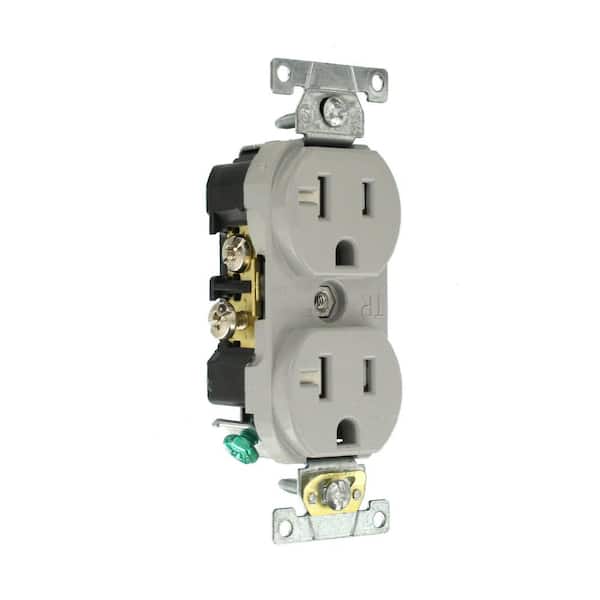 20 Amp 125 V Commercial Grade Tamper Resistant Duplex Outlet/Receptacle, Gray (1-Pack) TCR20-GY