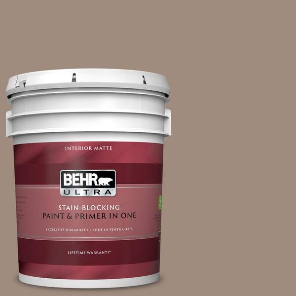 BEHR ULTRA 5 gal. #UL140-6 Antique Leather Matte Interior Paint and Primer in One