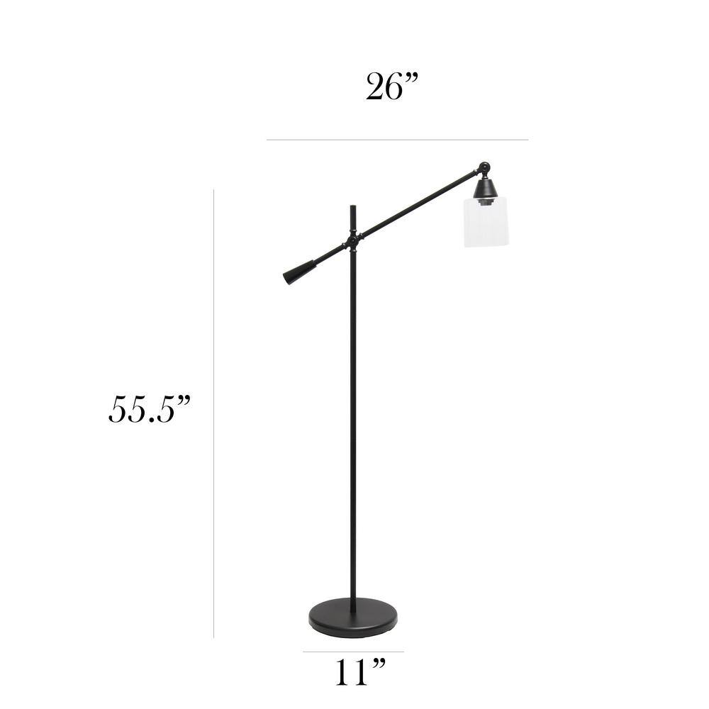 Edison-Inspired Adjustable Black Floor Lamp with Glass Shade
