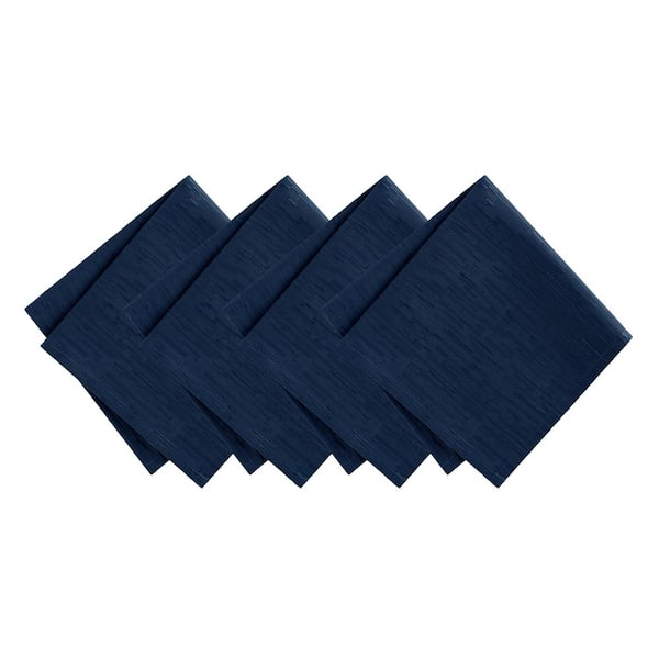 Continental Solid Texture Water Resistant Napkins, Set of 4, Navy - 17"W x 17"L