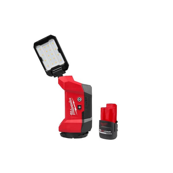 M12 ROVER Multi-Directional Flood Light w/ PACKOUT Compatibility w/M12 12V Li-Ion CP HO 2.5 Ah Battery Pack