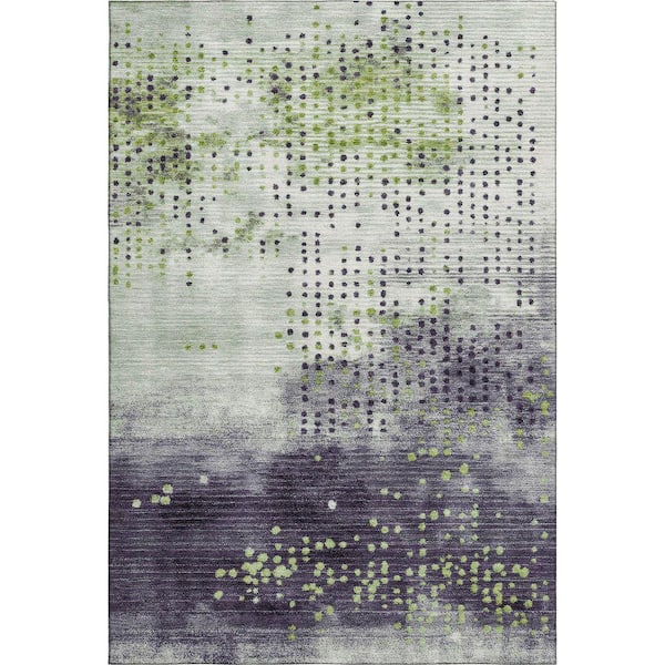 Mayfield Premium Machine Washable Abstract AMF1995 Aloe 10 ft. x 14 ft. Area Rug