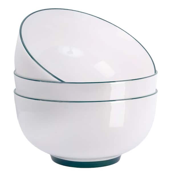 60 oz Porcelain Soup Bowls 8 Inch Deep Ceramic Cereal Bowl Set of 3, Ivory White Salad, Dessert, Pasta & Soup Bowls