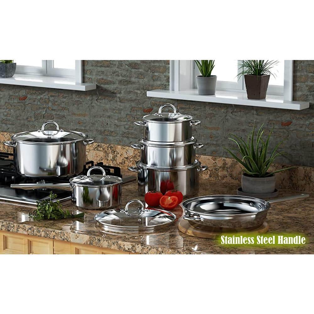 16-Quart Stainless Steel Stockpot with Glass Lid
