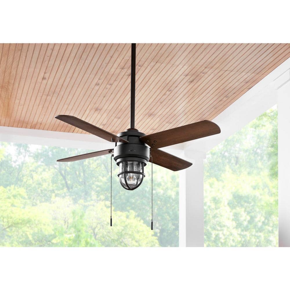 Cedar Lake 44 in. Indoor/Outdoor LED Matte Black Damp Rated Ceiling Fan with Light Kit, Downrod and 4 Reversible Blades price history on PriceWatchPro