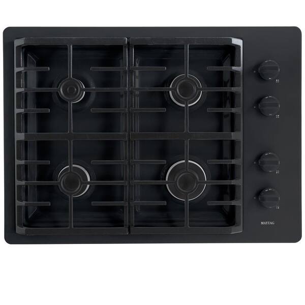 Maytag 30 in. Gas Cooktop in Black with 4 Burners including Power Burners