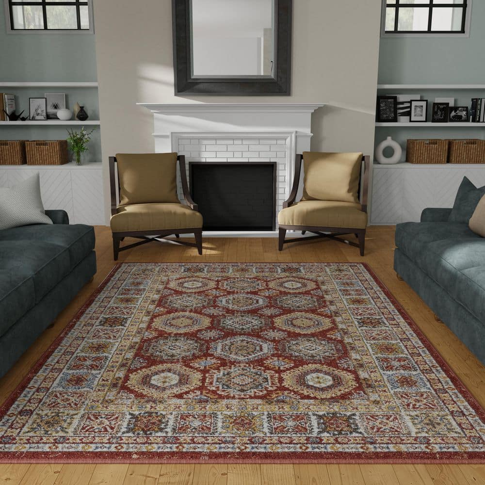 Alsbrooke Delary 4' x 6' Orange Patchwork Area Rug