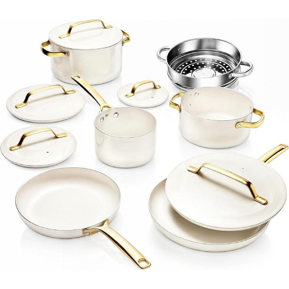 Modern 11-Piece Aluminum Ultra Performance Ceramic Nonstick Cookware Set in