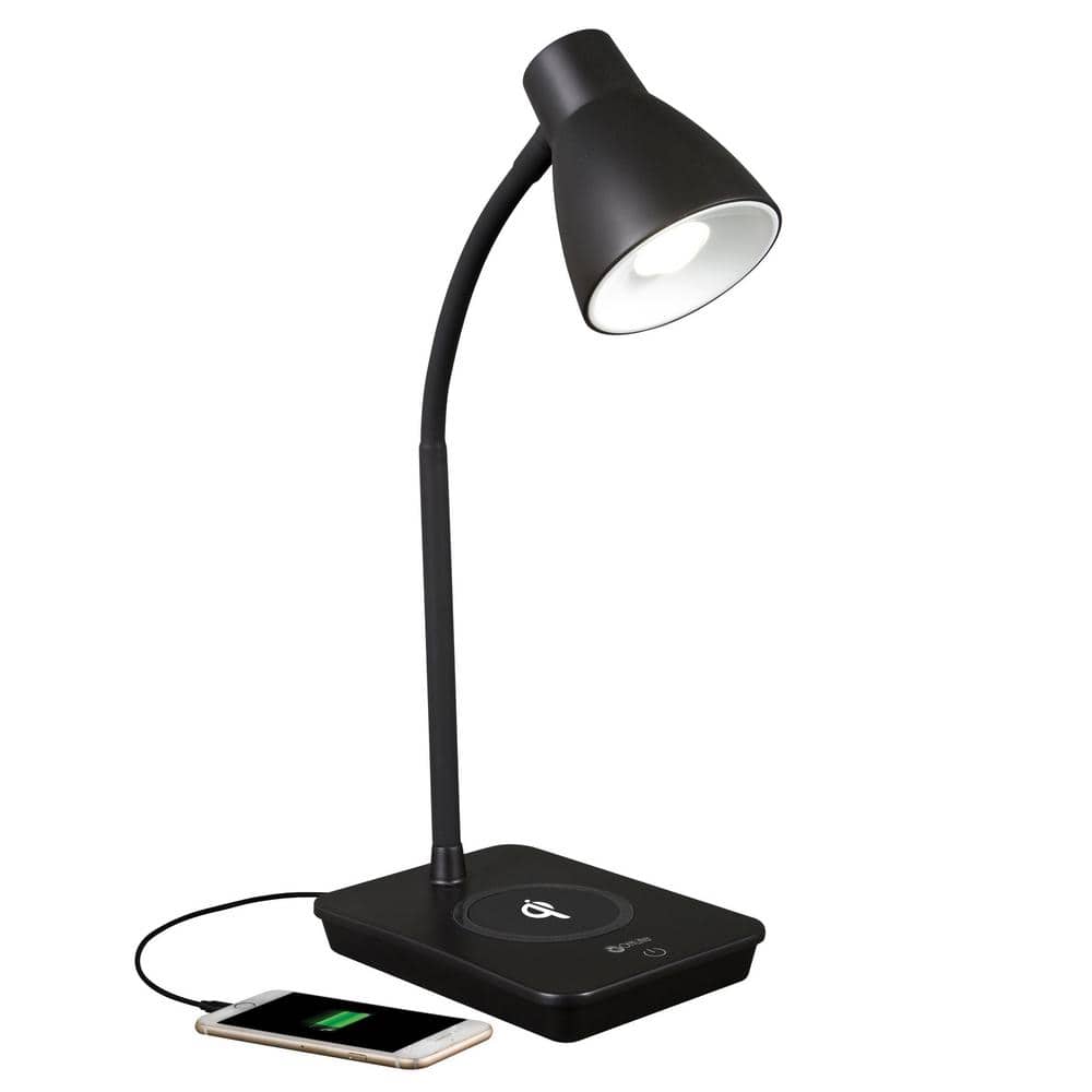 Black Adjustable LED Desk Lamp with Wireless Charging Base
