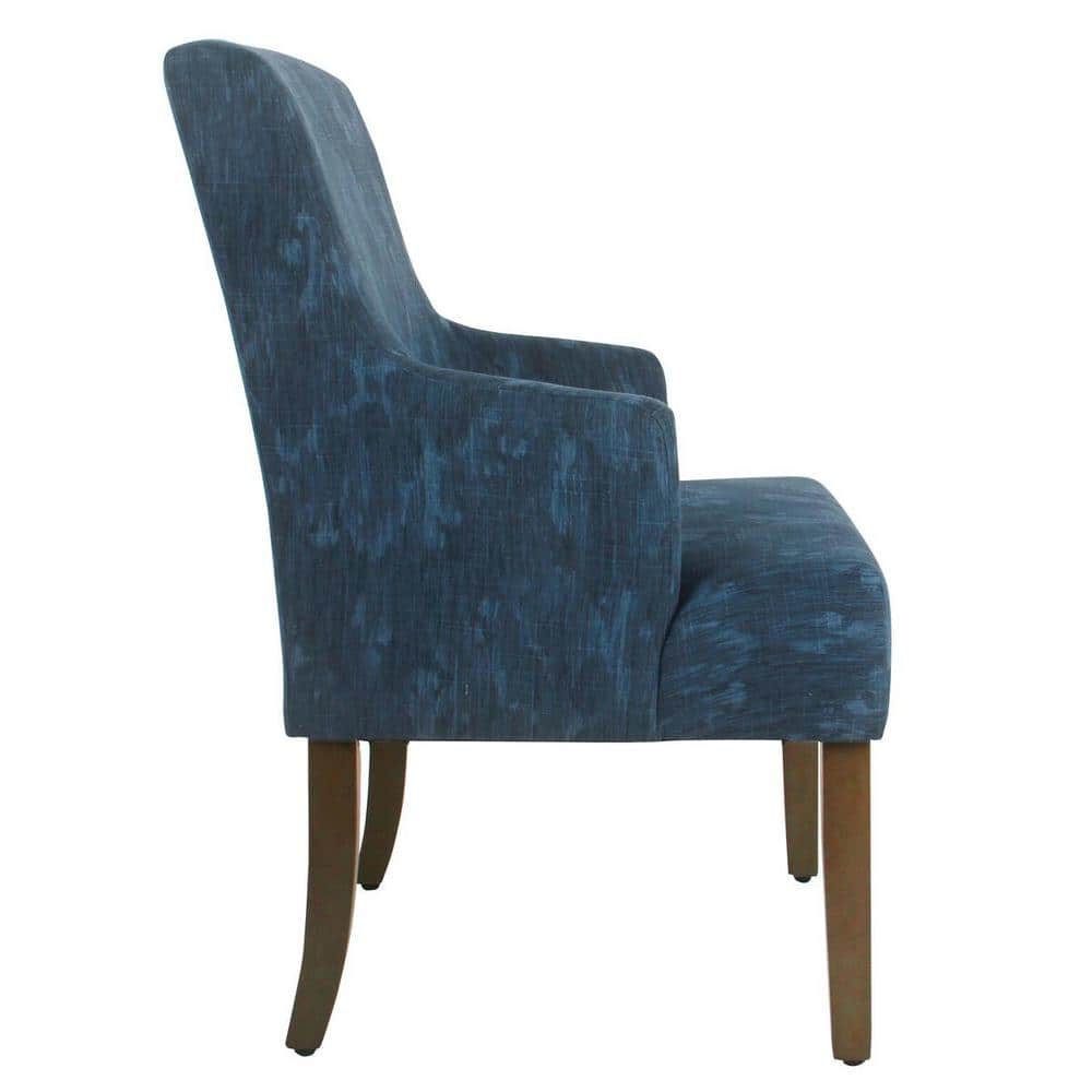 Meredith Distressed Blue Patterned Parsons Side Chair with Wood Legs