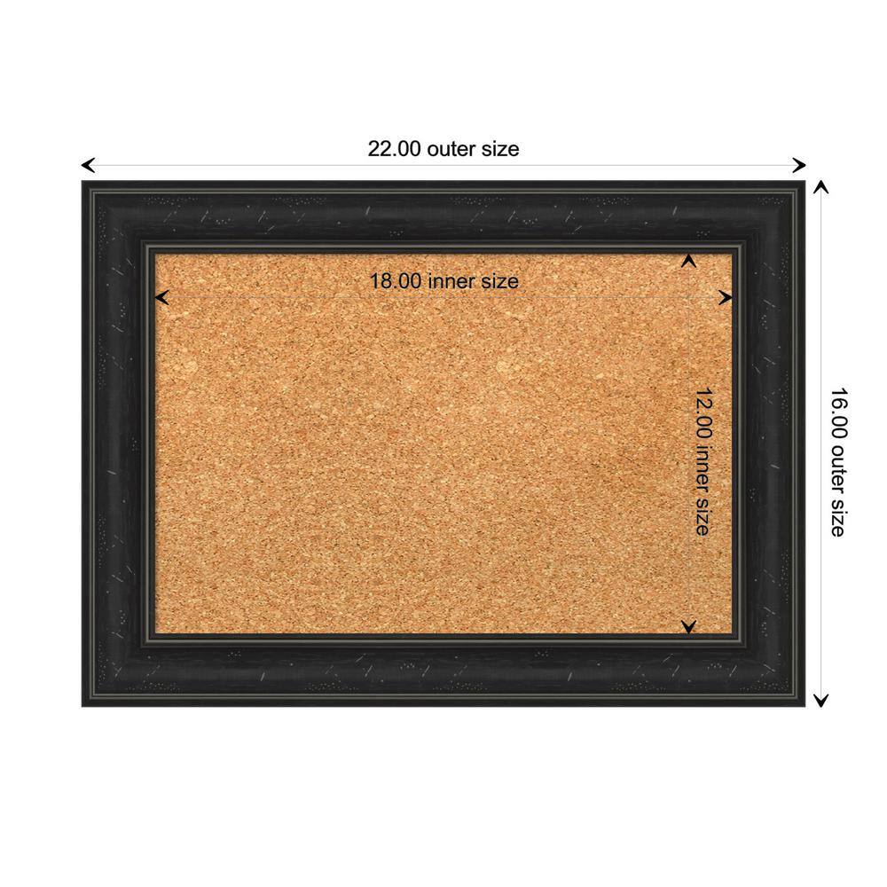 Shipwreck Black Narrow Framed Natural Cork Bulletin Board