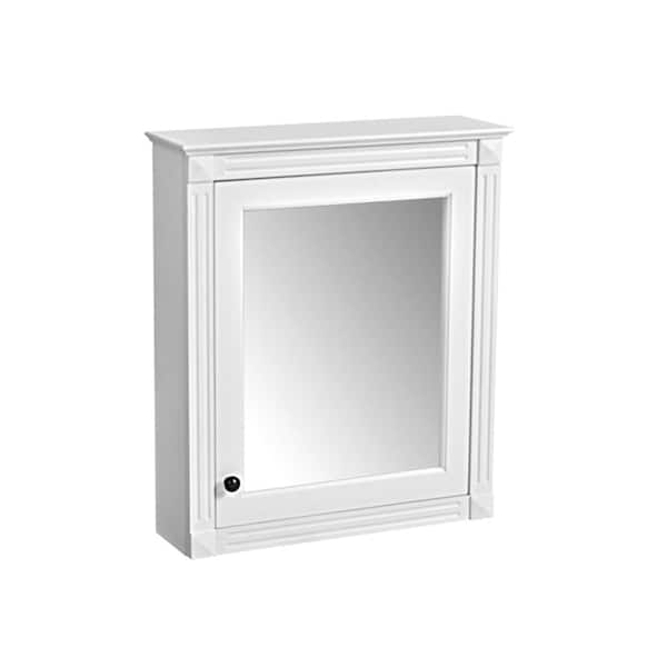 24.01 in. W x 27.76 in. H Rectangle Framed MDF Wall Mounted Bathroom Vanity Mirror in White with Mirror