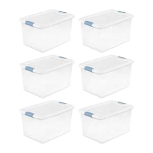 64 Quart Clear Plastic Storage Boxes Bins Totes w/Latches (6 Pack)