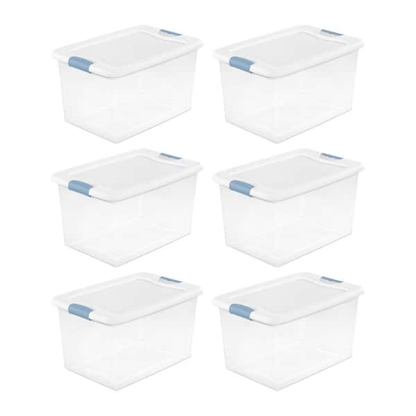 Sterilite 64 Quart Clear Plastic Storage Boxes Bins Totes w/Latches (6 Pack)