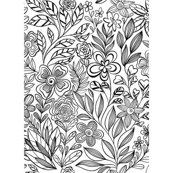 Packed Party Garden Simply Stated Black Vinyl Peel and Stick Wallpaper