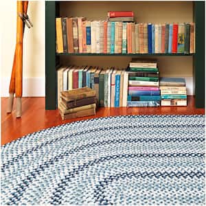 Winthrop Winter Blues 5 ft. x 8 ft. Braided Oval Area Rug