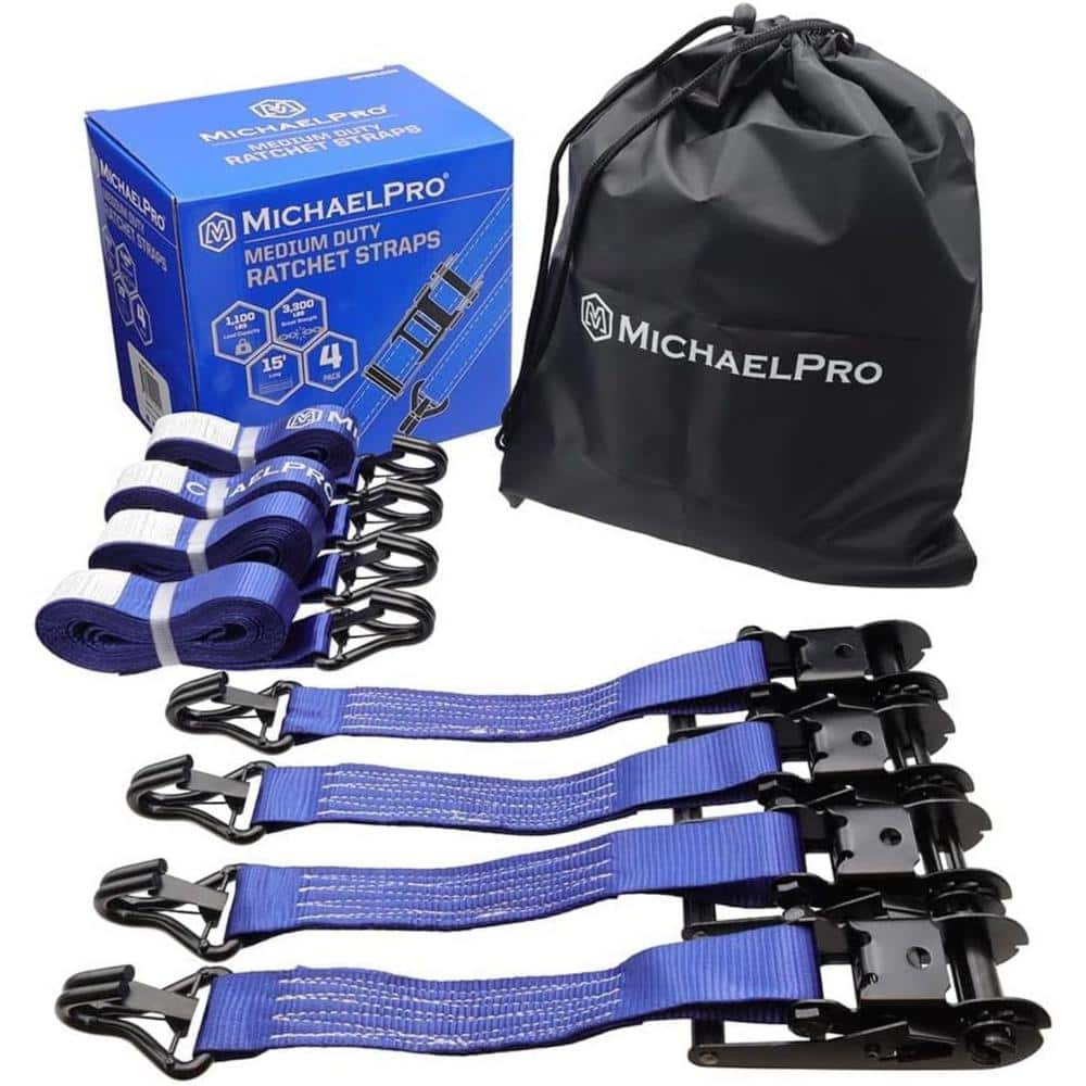 "4 Pack 1.5"" x 15' Ratchet Tie Down Straps with J-Hook Safety Latches" price history on PriceWatchPro