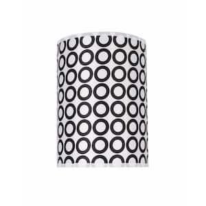 8 in. x 11 in. Black and White and Geometric Print Hardback Drum/Cylinder Lamp Shade
