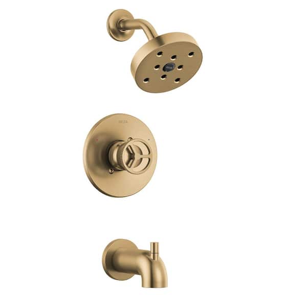 Delta Trinsic Wheel 1-Handle Wall Mount Tub and Shower Trim Kit in Champagne Bronze (Valve Not Included)
