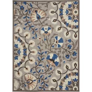 Aloha Gray/Multicolor 8 ft. x 11 ft. Floral Modern Indoor/Outdoor Patio Area Rug