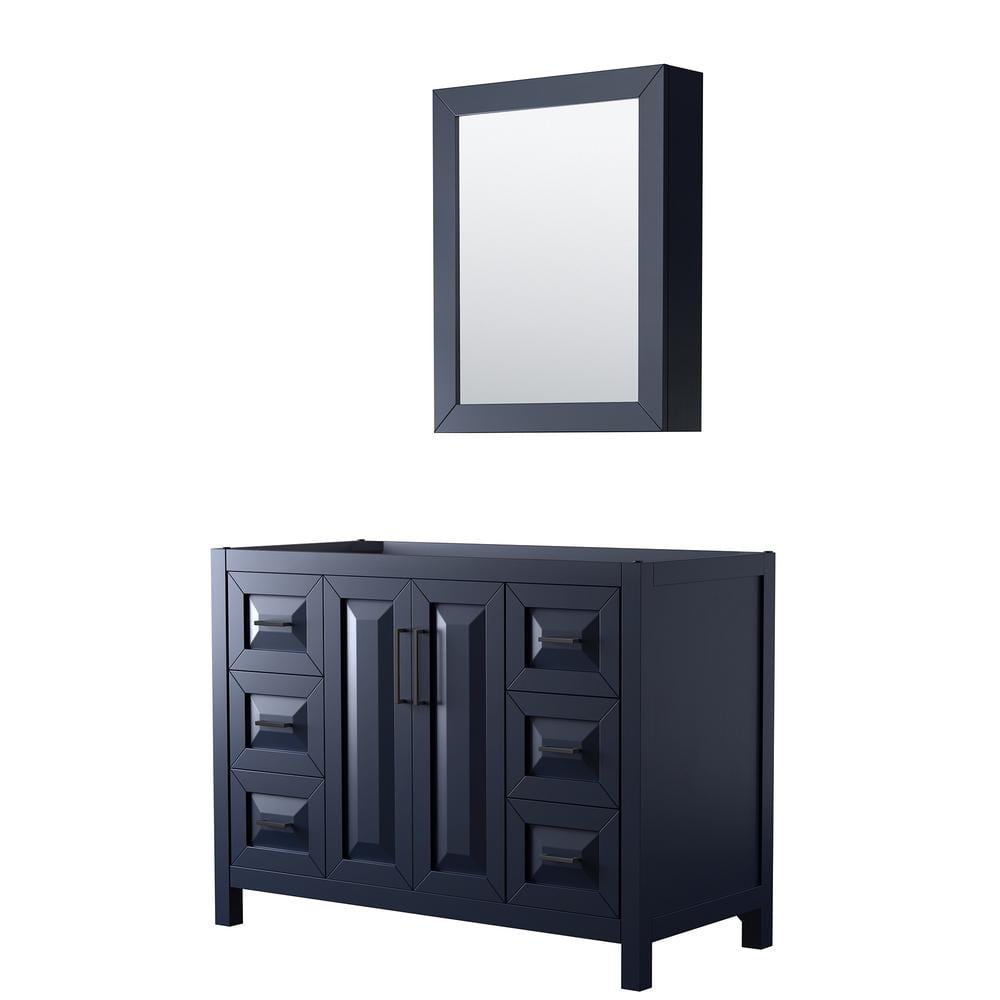 Daria 47 in. W x 21.5 in. D x 35 in. H Single Bath Vanity Cabinet without Top in Dark Blue with Med Cab Mirror price history on PriceWatchPro