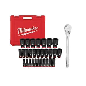 1/2 in. Drive Ratchet and SHOCKWAVE 1/2 in. Drive Metric 6 Point Impact Socket Set (30-Piece)