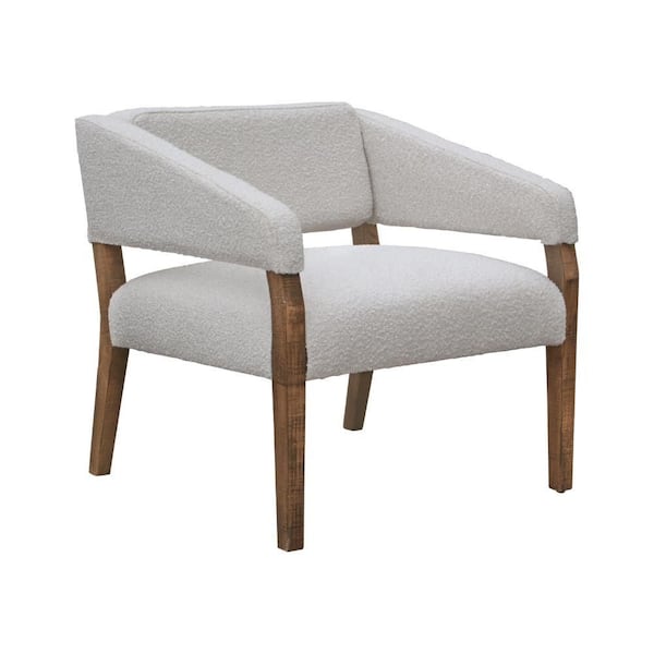 Benjara Merry Ivory and Brown Polyester Accent Chair