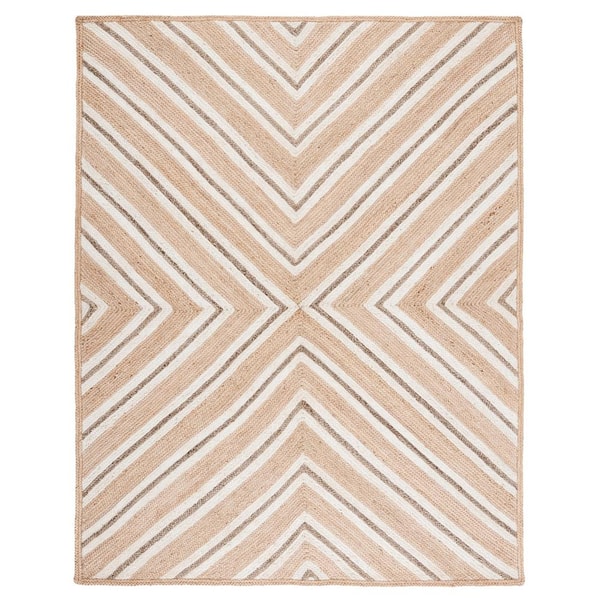 SAFAVIEH Natural Fiber Beige/Ivory 8 ft. x 10 ft. Woven Chevron Area Rug