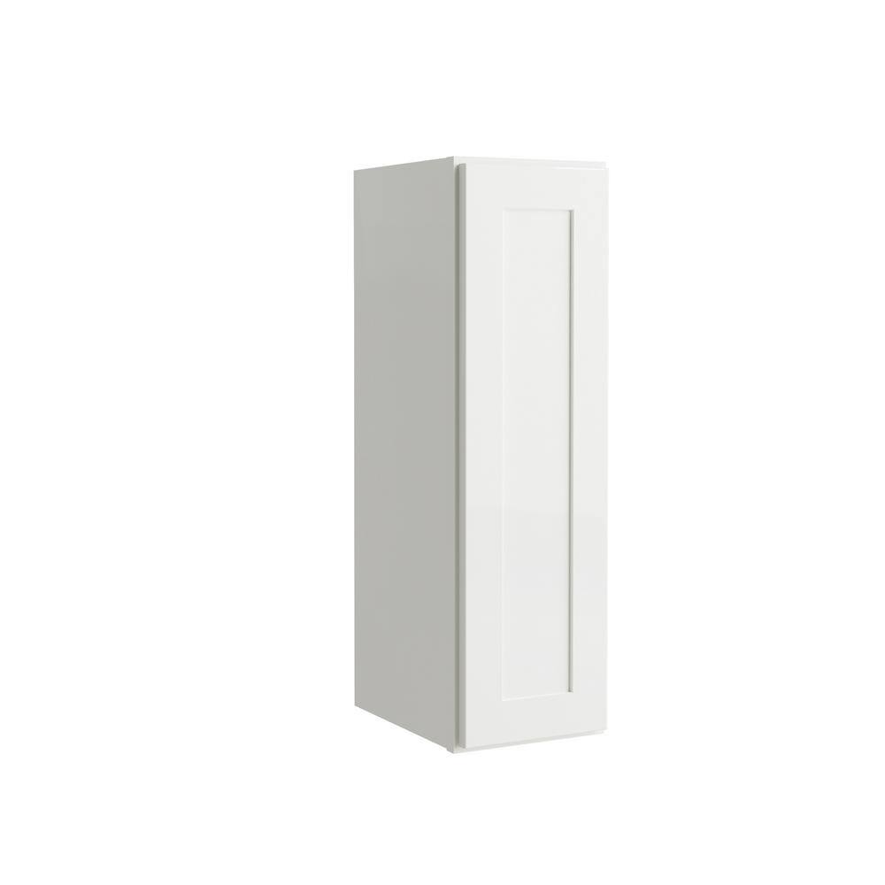 Hampton Bay Courtland Polar White Finish Laminate Shaker Stock Assembled Wall Kitchen Cabinet 9 in. x 30 in. x 12 in.