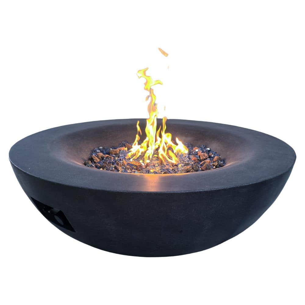 moda furnishings 42 in. 65000 BTU Black Concrete Propane Outdoor Fire Pit