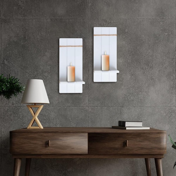 Candle Sconces Wall Decor Set of 2 Handmade Wall Sconce Candle Holder  Modern Farmhouse Wall Decorations PUQDW6 - The Home Depot