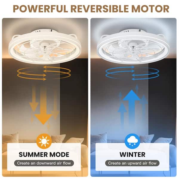 19 in. Indoor White Integrated LED Modern Farmhouse Ceiling Fan with Light, Remote and APP and Voice Control for Bedroom