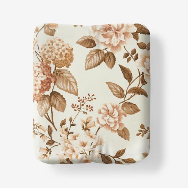 The Company Store Legends Hotel Blooming Flowers Cocoa Wrinkle-Free Sateen Queen Fitted Sheet